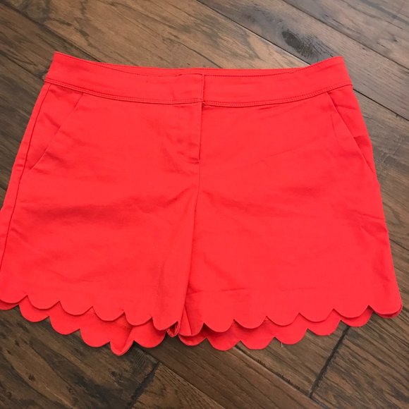 The Limited Pants - The Limited Scalloped Hem Shorts Red Sz 14